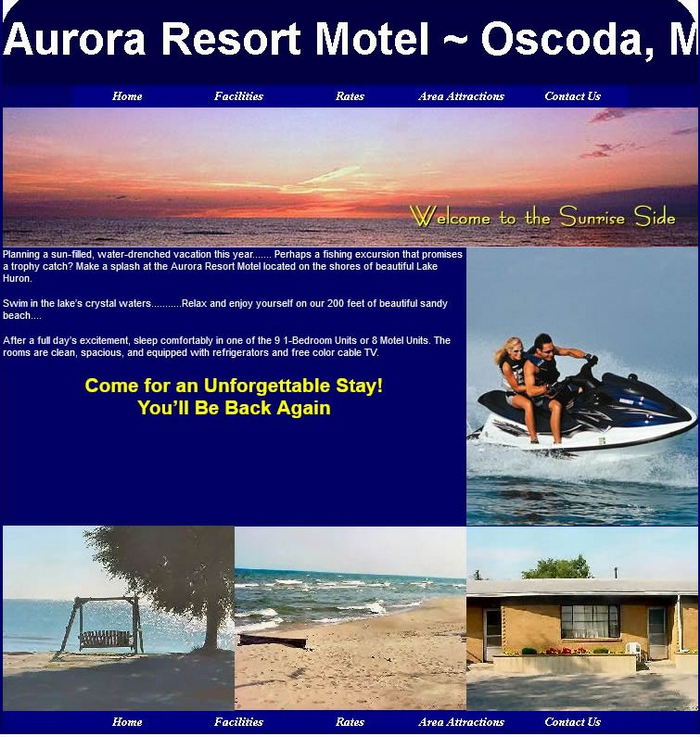 Aurora Resort Motel - Web Site Home Page From  Archive